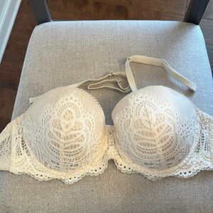 White lace strapless Victoria secret bra